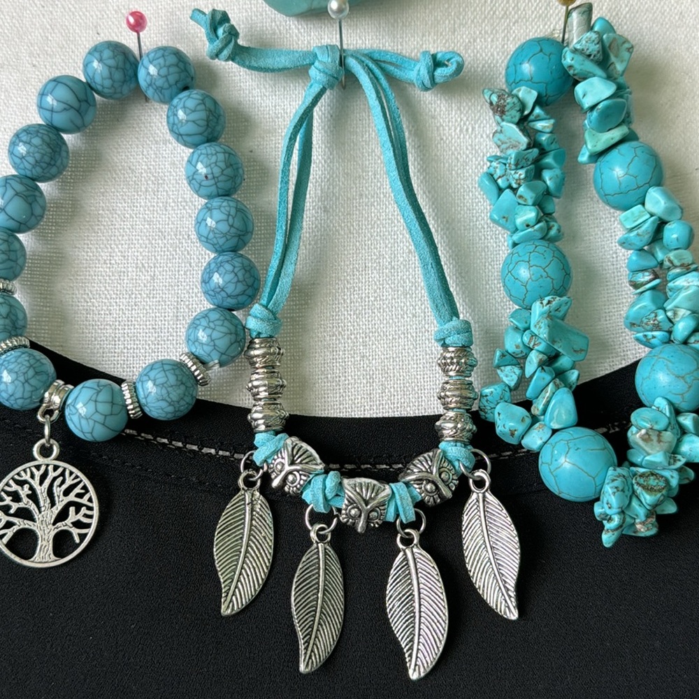 5 Piece Jewelry Lot Southwestern Cowgirl Tribal Boho Faux Turquoise Assorted - Picture 4 of 16
